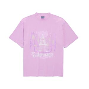 Balenciaga Women's Place des Vosges Medium Fit Graphic Print T-Shirt Pink