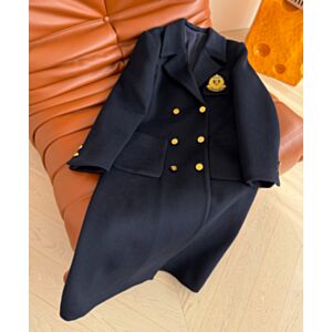 Balmain Women's Double-Brebreasted Wool Coat Black