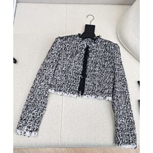 Balmain Women's Mixed-Color Tweed Short Jacket Black