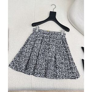 Balmain Women's Tweed Pleated Mini Skirt Black