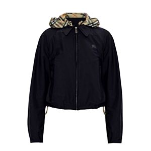 Burberry Women's Cropped Plaid Hooded Jacket