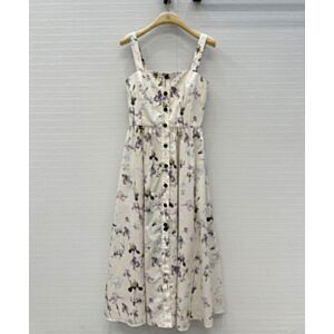 Christian Dior Women's Printed Strappy Dress Cream