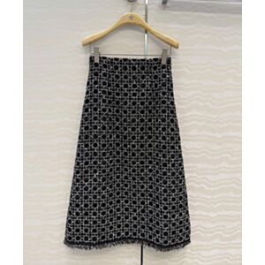 Christian Dior Women's Mid-Length Macrocannage Flared Skirt Black