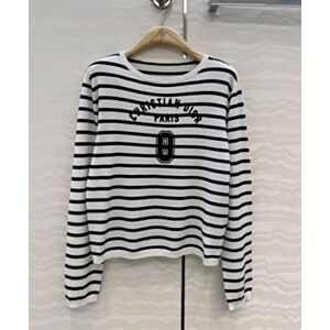 Christian Dior Women's Striped Knit Sweater Cream