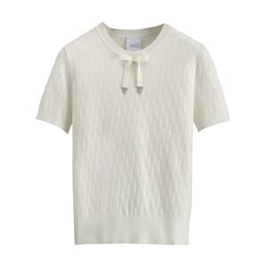Christian Dior Women's Oblique Jacquard Short-Sleeve Knit Top White