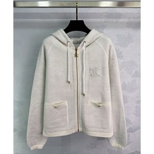 Celine Triomphe Double-Faced Cashmere Waist Jacket Cream