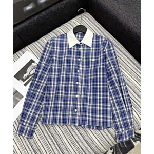 Celine Rhinestone Check Shirt Blue