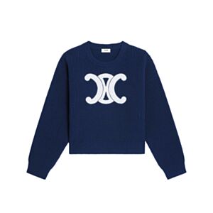Celine Ribbed Wool Crew Neck Sweater