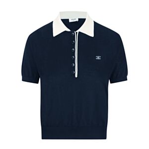 Celine Women's Triomphe Short-Sleeve Polo Shirt Black