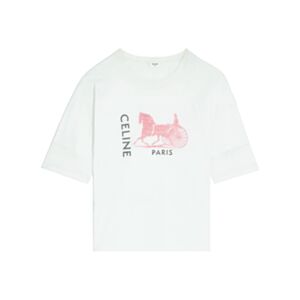 Celine Women's Double-Layers T-Shirt In Fine Cotton Jersey White