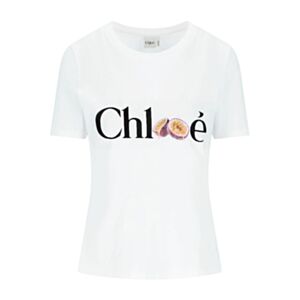 Chloe Women's Printed Organic Cotton-Jersey T-Shirt White