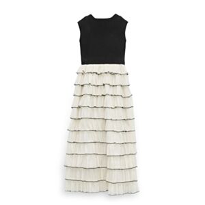 Chanel Women's Color-Block Layered Midi Skirt Black
