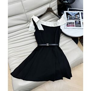 Chanel Women's Contrast-Bow A-Line Dress Black