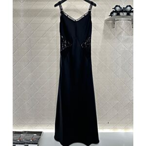 Chanel Satin Cotton Lace Dress Black