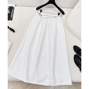 Chanel Waist Chain Pleated Skirt White