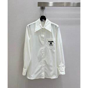 Chanel Women's Cotton Long-Sleeve Shirt White