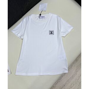 Chanel Women's CC-Pattern Short-Sleeve T-Shirt White