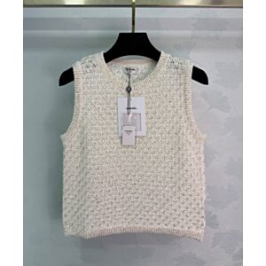 Chanel Women's Knitted Sleeveless Top Cream
