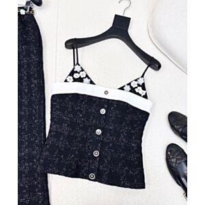 Chanel Flower Tweed Cami Black
