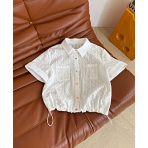 Celine Women's Lace Short-Sleeve Shirt White