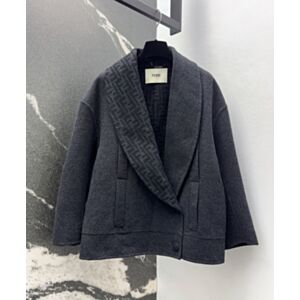 Fendi Women's Wool Blend Short Jacket Gray