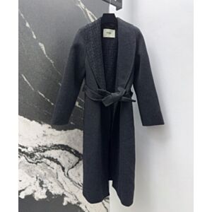 Fendi Women's Wool Blend Belted Coat Gray