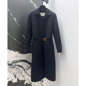 Fendi Women's Belted Wool Coat Black