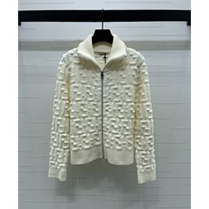 Fendi Women's Zippered Knit Jacket Cream