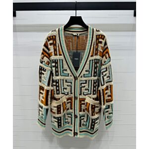 Fendi Women's Jacquard Knit Cardigan Green