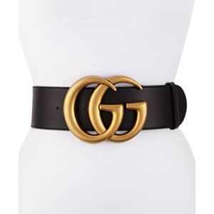 Gucci Women's Wide leather belt with Double G Black