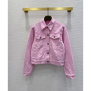 Gucci Women's Monogram Jacquard Denim Trucker Jacket Pink