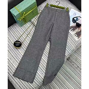 Gucci Women's Wool Wide-Leg Trousers Gray