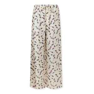 Gucci Women's Printed Silk-Satin Wide-Leg Trousers Cream