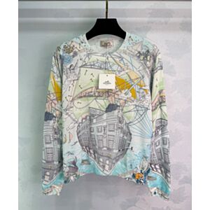 Hermes Women's Printed Knit Sweater Green