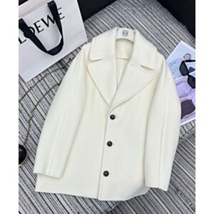 Loewe Women's Wool Cashmere Blended Half Coat Cream