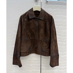 Loewe Women's Goatskin Suede Jacket Coffee