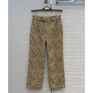Loro Piana Women's Miro Leopard Print Straight-Leg Casual Trousers Apricot