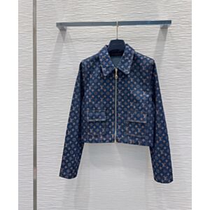 Louis Vuitton Women's Monogram Jacquard Denim Jacket Blue