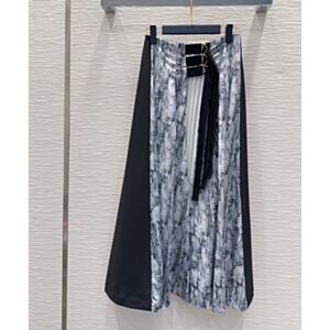 Louis Vuitton Women's Layered Luggage Tag Midi Skirt Grey