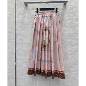 Louis Vuitton Women's Trunk Print Silk Skirt Pink