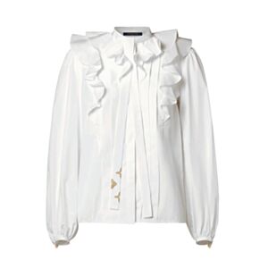 Louis Vuitton Women's Ruffle Lavalliere Blouse White