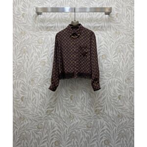 Louis Vuitton Letter Print Hem Lace Panel Shirt