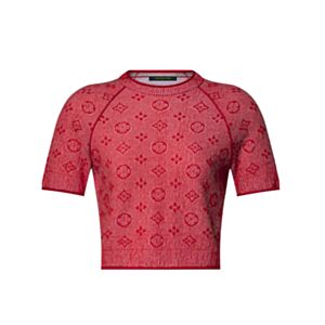 Louis Vuitton Women's Monogram Tweed-Effect Knit Top Red