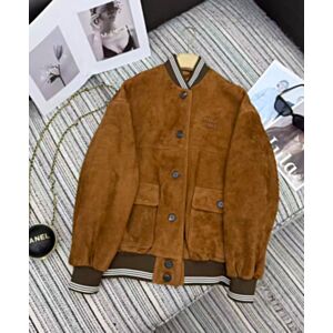 Miu Miu Women's Suede Blouson Jacket Coffee