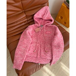 Miu Miu Women's Zippered Cardigan Sweater Peachblow