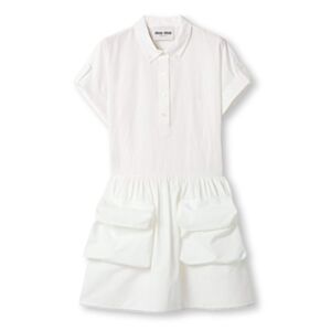 Miu Miu Women's Slubbed Poplin Dress White