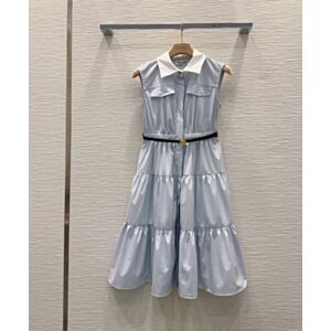 Miu Miu Women's Striped Tiered Dress Blue