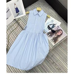 Miu Miu Women's Vestido Con Delantal De Estilo Frances Ropa De Blue