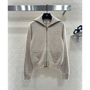 Miu Miu Women's Cashmere Zip Up Cardigan Grey