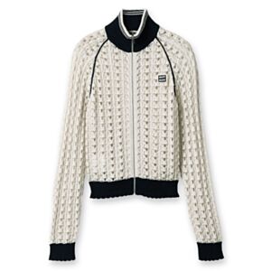 Miu Miu Women's Natural Cotton Zipper Cardigan Cream